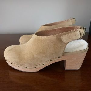 Madewell $188 The Marlo Slingback Clog in Shearling-Lined Nubuck